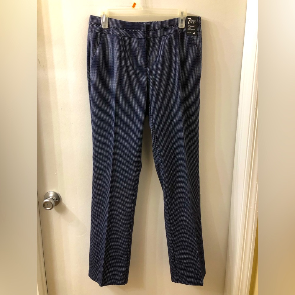 New York & Company Navy with White Dots Straight Leg Dress Pants